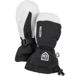 Hestra Junior Fäustling ARMY LEATHER HELI Schwarz